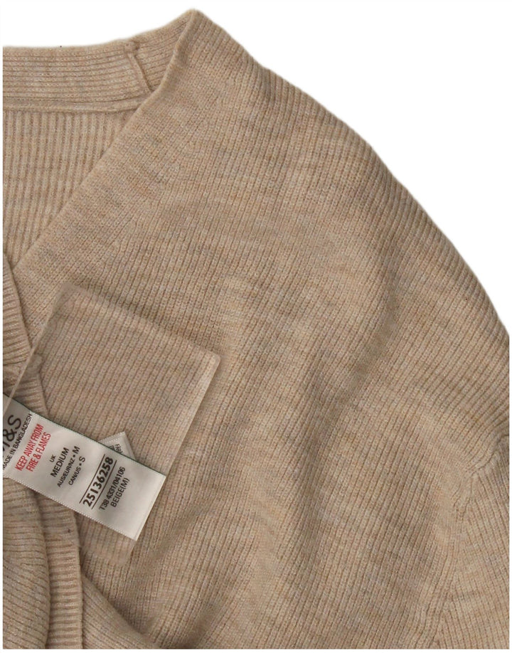 Marks & Spencer Pull col en V pour femme UK 44 Viscose beige moyen