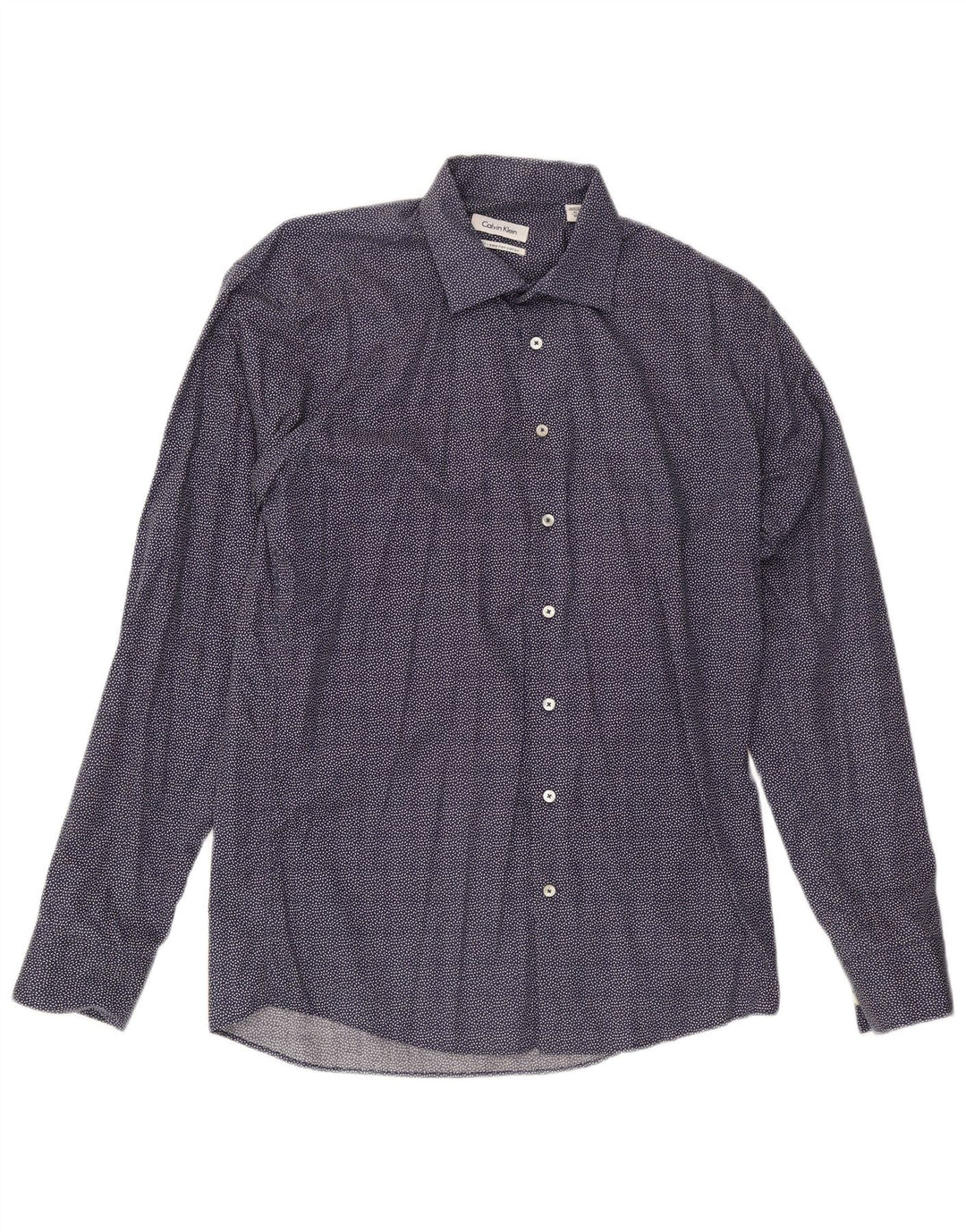 Calvin Klein Chemise slim fit pour homme Taille 41 Grand coton tacheté bleu marine