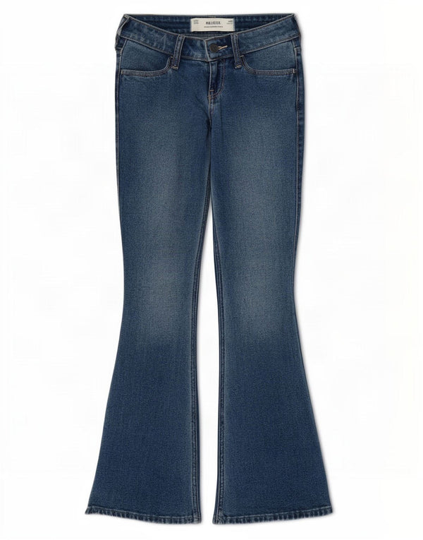 Hollister Jean évasé super bas pour femme US 00 2XS W23 L31 Bleu Coton