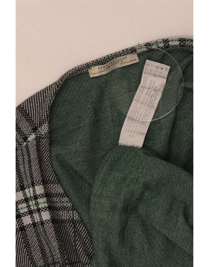 Zara Femme Robe Portefeuille UK 44 Grand Vert Plaid Polyester