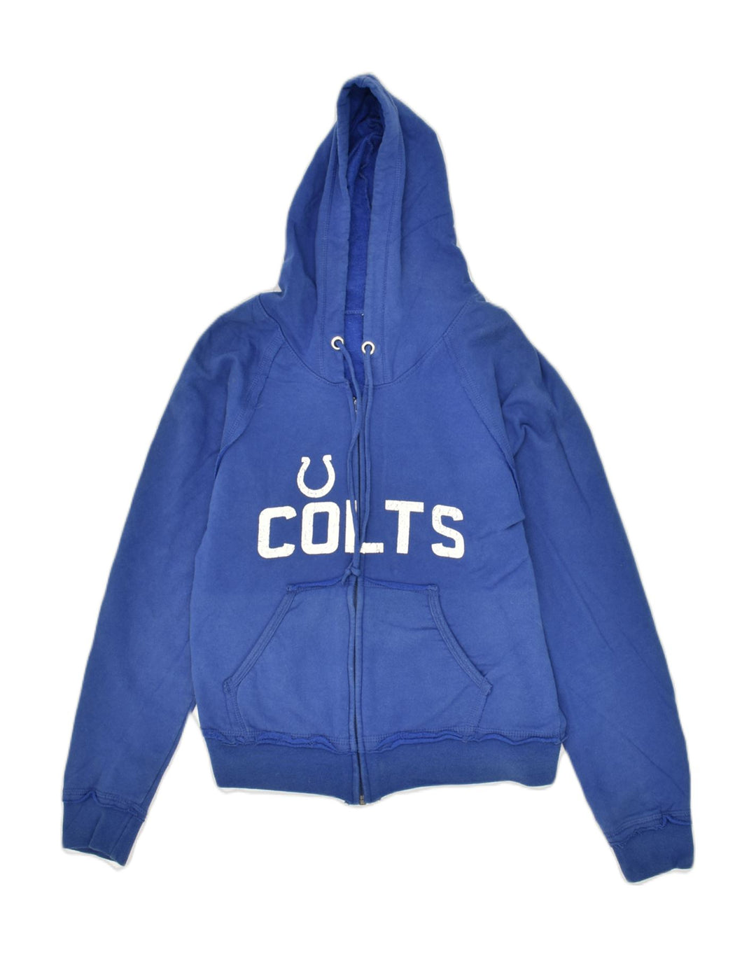 NFL Womens Graphic Zip Hoodie Sweater UK 14 Medium Blue Cotton | Vintage NFL | Thrift | Second-Hand NFL | Used Clothing | Messina Hembry 