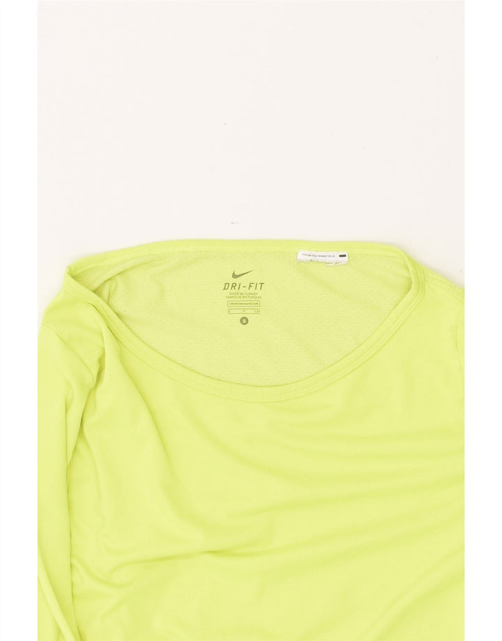 NIKE Haut Dri Fit à manches longues pour femme UK 10 Petit Vert Polyester