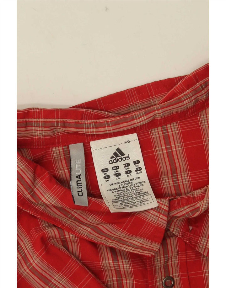 Adidas Chemise à manches courtes Climalite pour homme 2XL Rouge à carreaux en polyamide