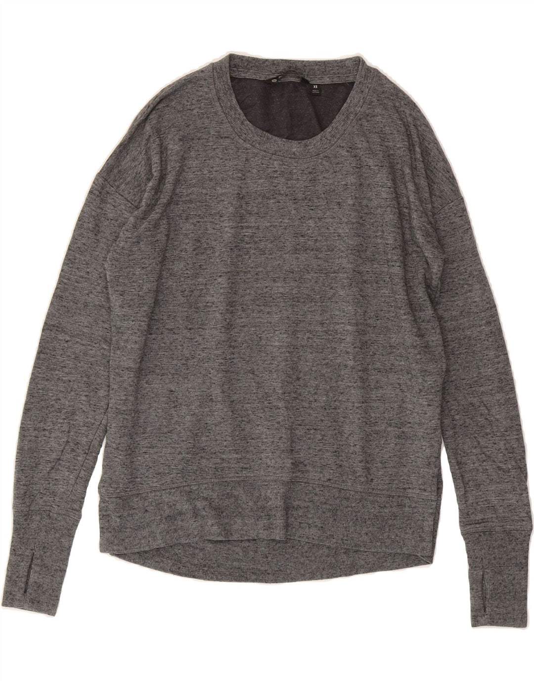 ATHLETA Womens Oversized Sweatshirt Jumper UK 6 XS Grey Flecked Cotton Vintage Athleta and Second-Hand Athleta from Messina Hembry 