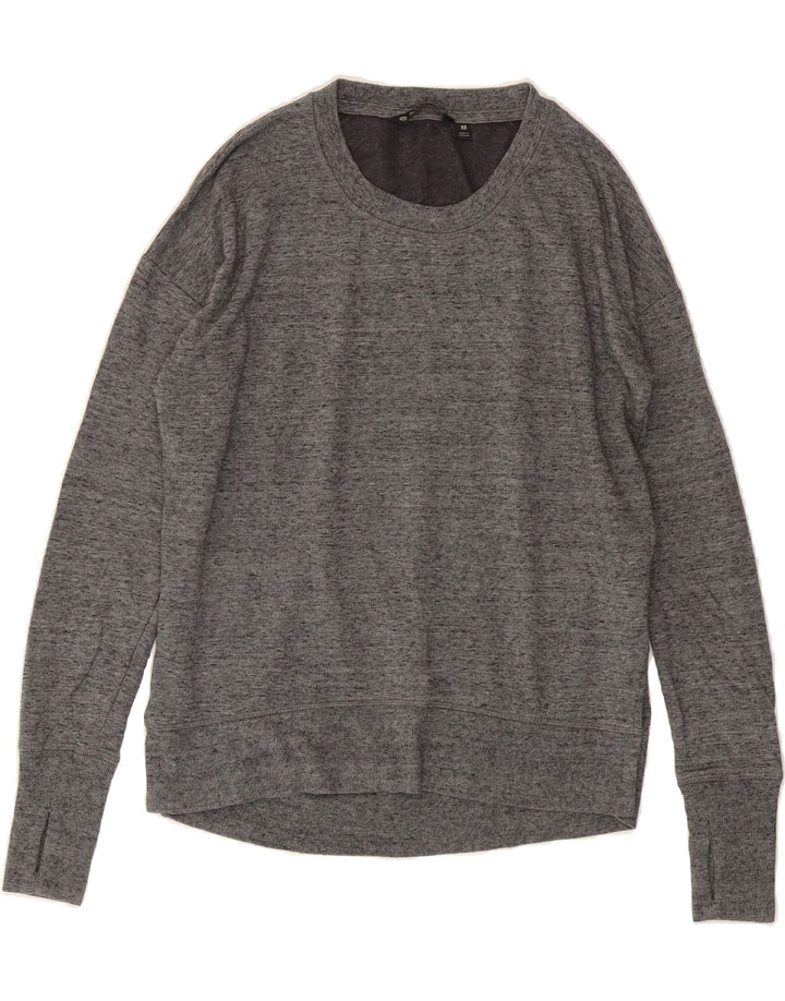 ATHLETA Womens Oversized Sweatshirt Jumper UK 6 XS Grey Flecked Cotton Vintage Athleta and Second-Hand Athleta from Messina Hembry 
