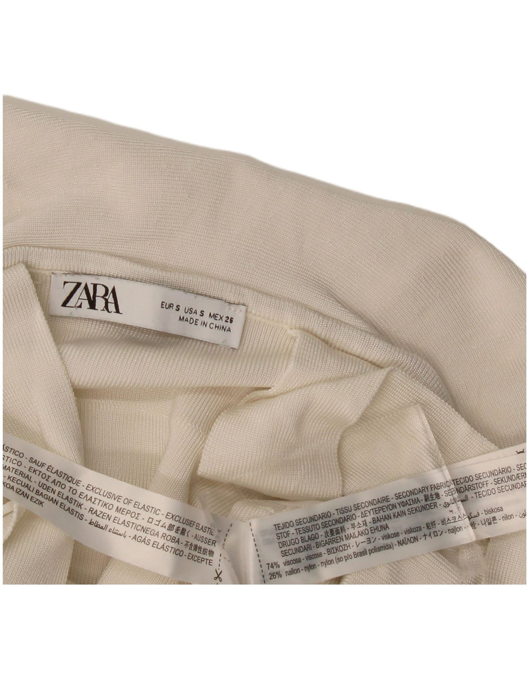 Zara Femmes Crop Ruffle Front Cami Top UK 8 Small Off White Viscose