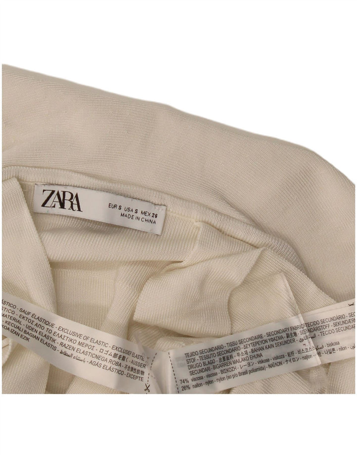 Zara Femmes Crop Ruffle Front Cami Top UK 8 Small Off White Viscose