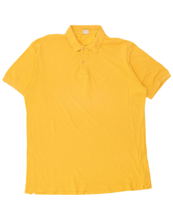 Benetton Mens Polo Shirt Large Yellow Cotton