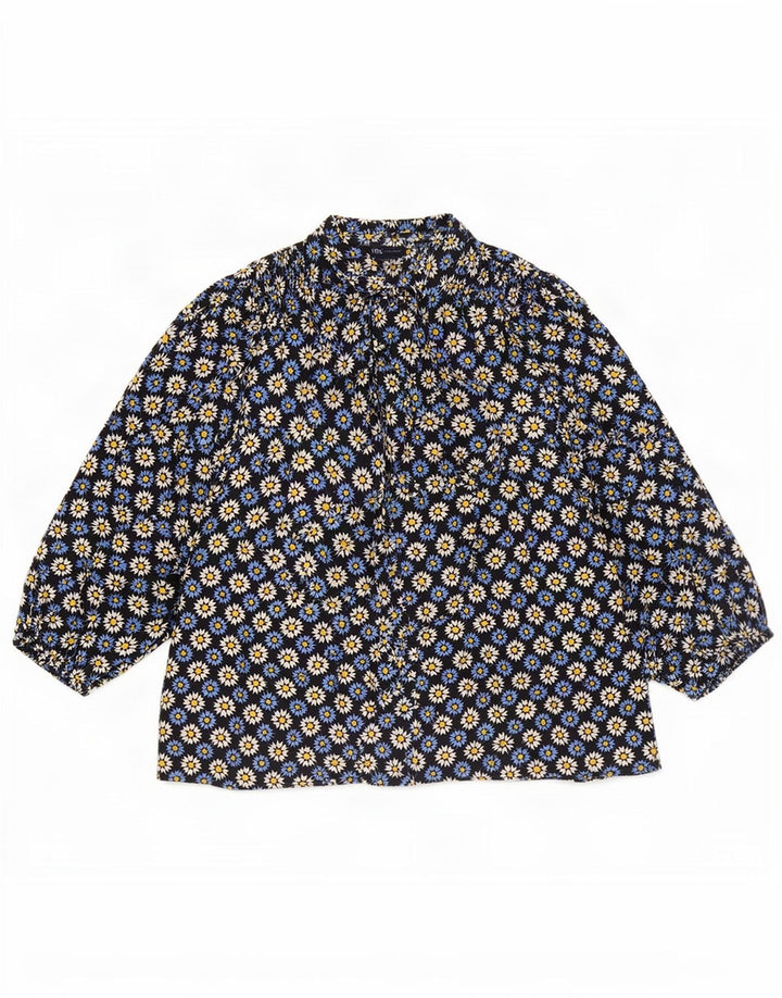Marks & Spencer Haut chemisier à nouer sur le devant pour femme UK 16 Grand bleu marine floral
