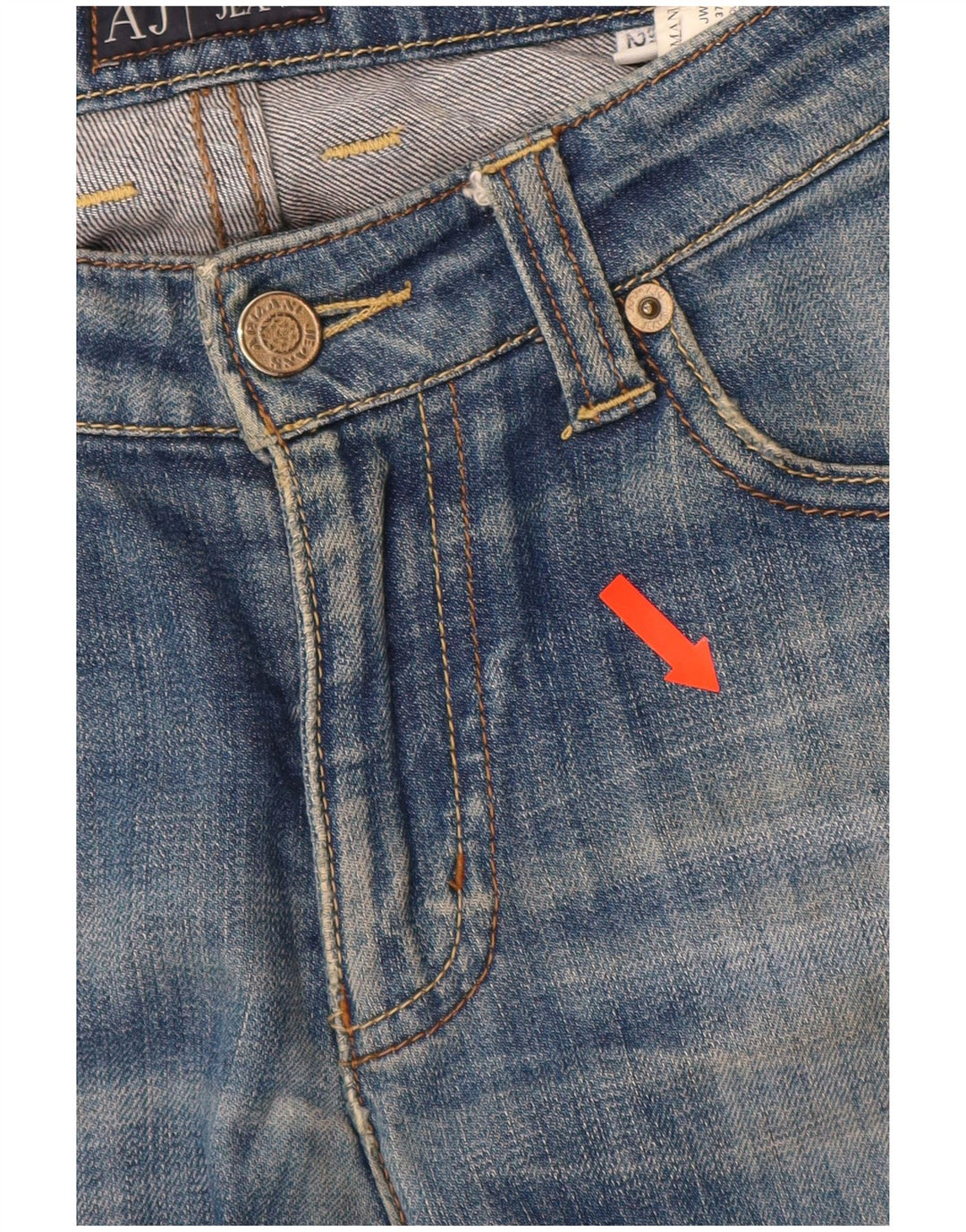 ARMANI Femme Jean Droit Indigo W27 L28 Bleu Coton