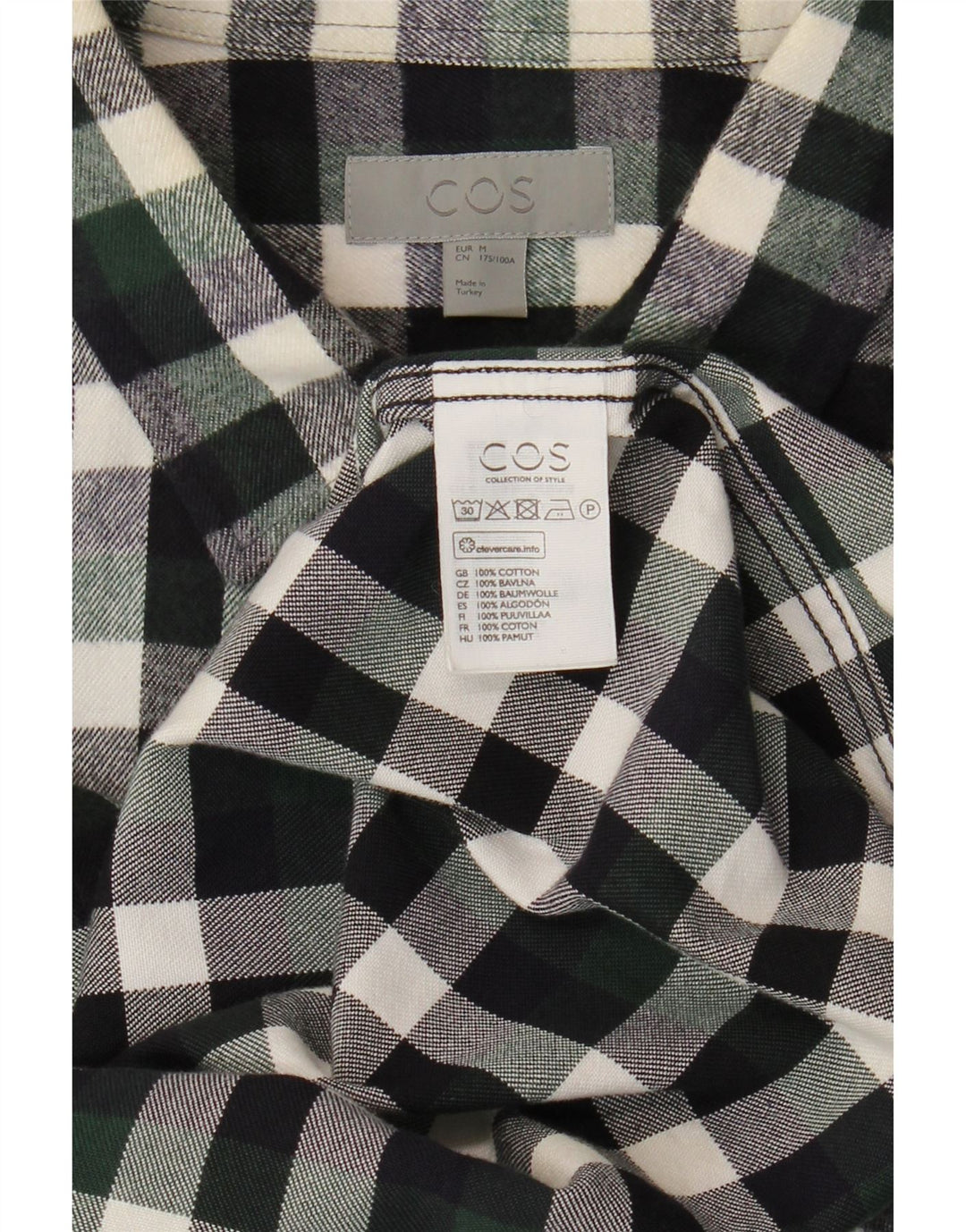 Cos Chemise Flanelle Homme Vert Moyen Carreaux Coton