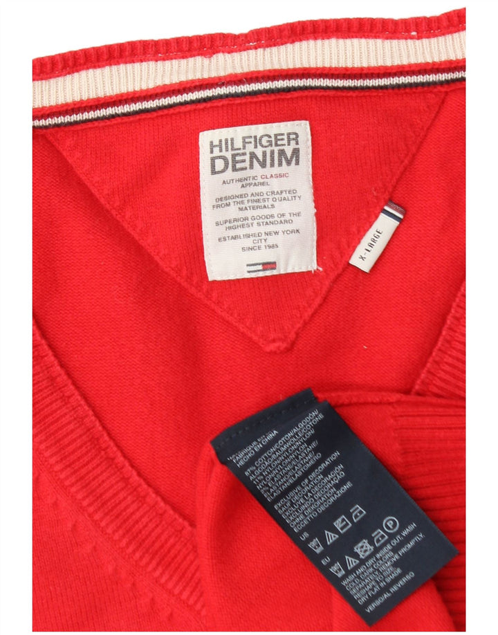 Tommy Hilfiger Pull col V Homme XL Rouge Coton