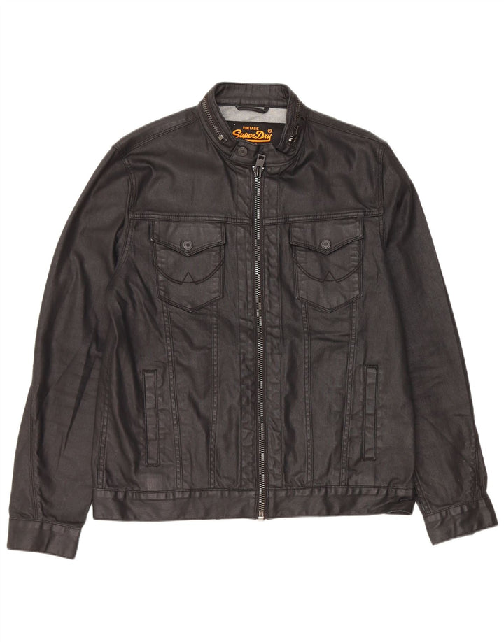 SUPERDRY Veste en Jean Homme UK 40 Large Noir Coton