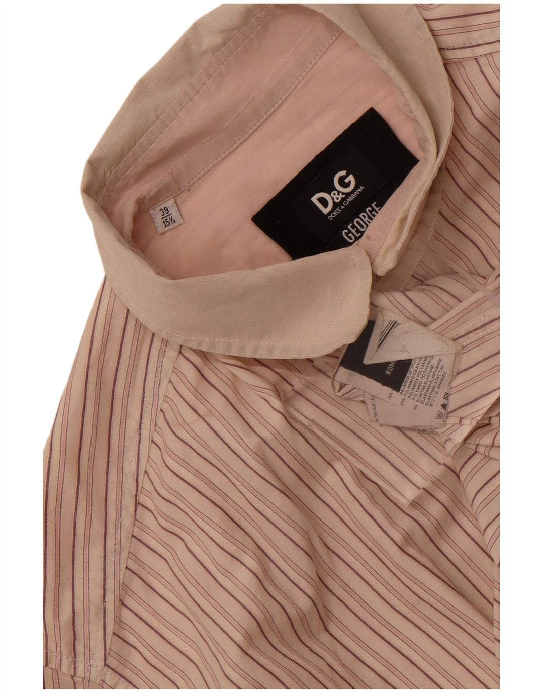 Dolce & Gabbana Chemise George Homme Taille 39 15 1/2 Rayé Beige Moyen