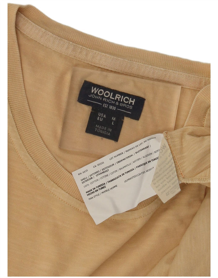 Woolrich Homme Graphic T-Shirt Top Large Beige Coton