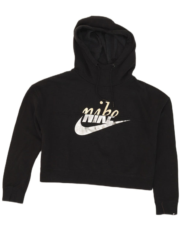 Nike Pull à capuche surdimensionné pour femme UK 10 Petit coton noir