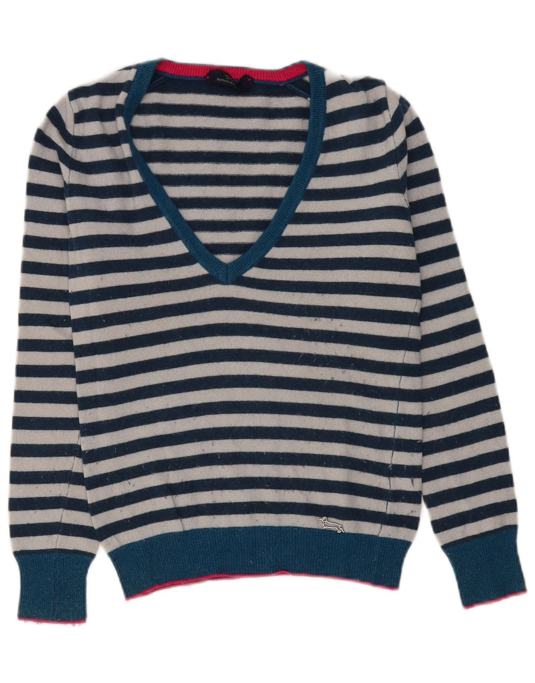 HARMONT & BLAINE Pull col en V pour femme UK 10 Petit Bleu marine