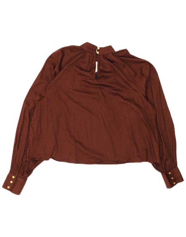Biba Chemisier court à manches longues pour femme UK 14 Large Marron Coton
