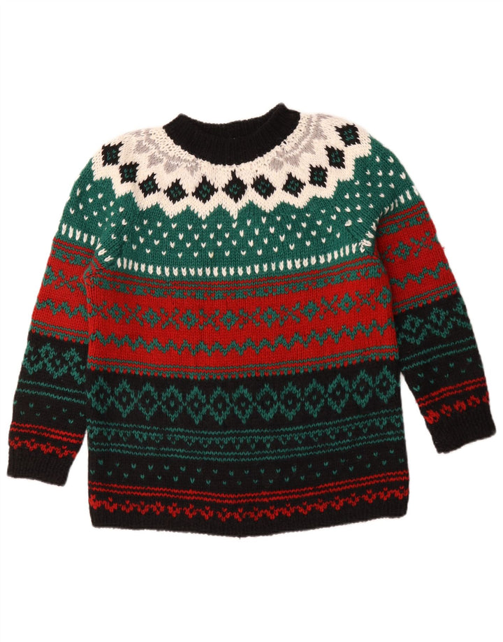 vintage Womens Turtle Neck Jumper Sweater UK 16 Grand Multicolore
