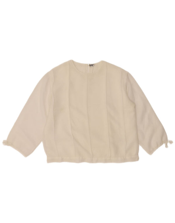 vintage Femmes 3/4 Manches Blouse Top UK 16 Grand Blanc