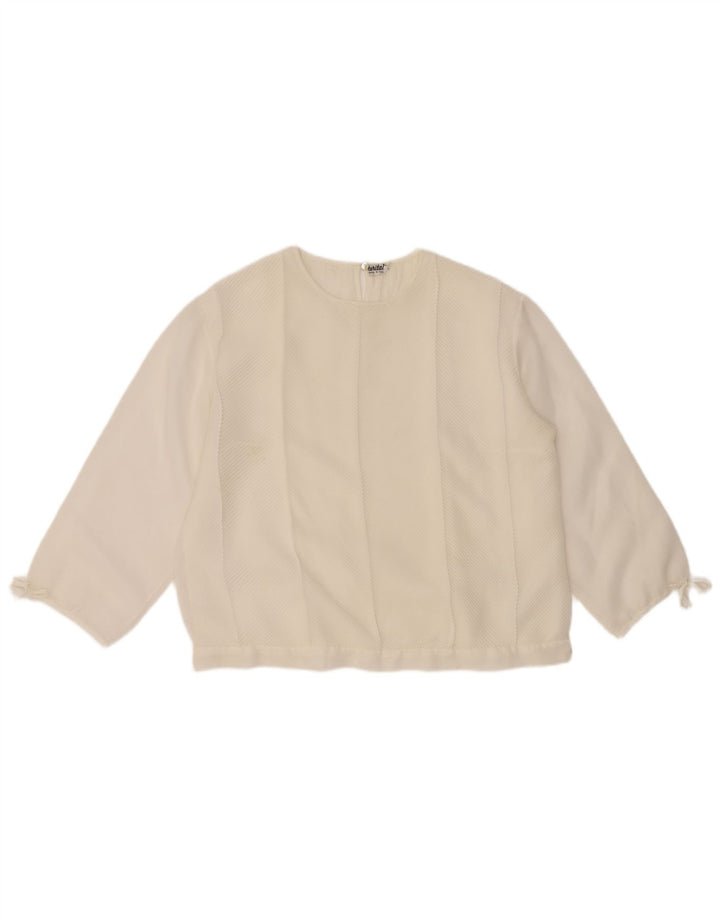 vintage Femmes 3/4 Manches Blouse Top UK 16 Grand Blanc