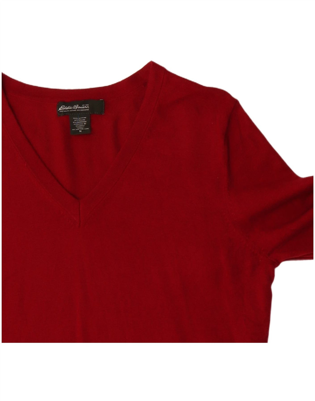 EDDIE BAUER Pull col V pour femme UK 14 Rouge moyen Coton