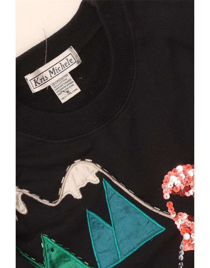 Kris Michele Sweat-shirt graphique pour femme UK 14 Medium Noir Polyester
