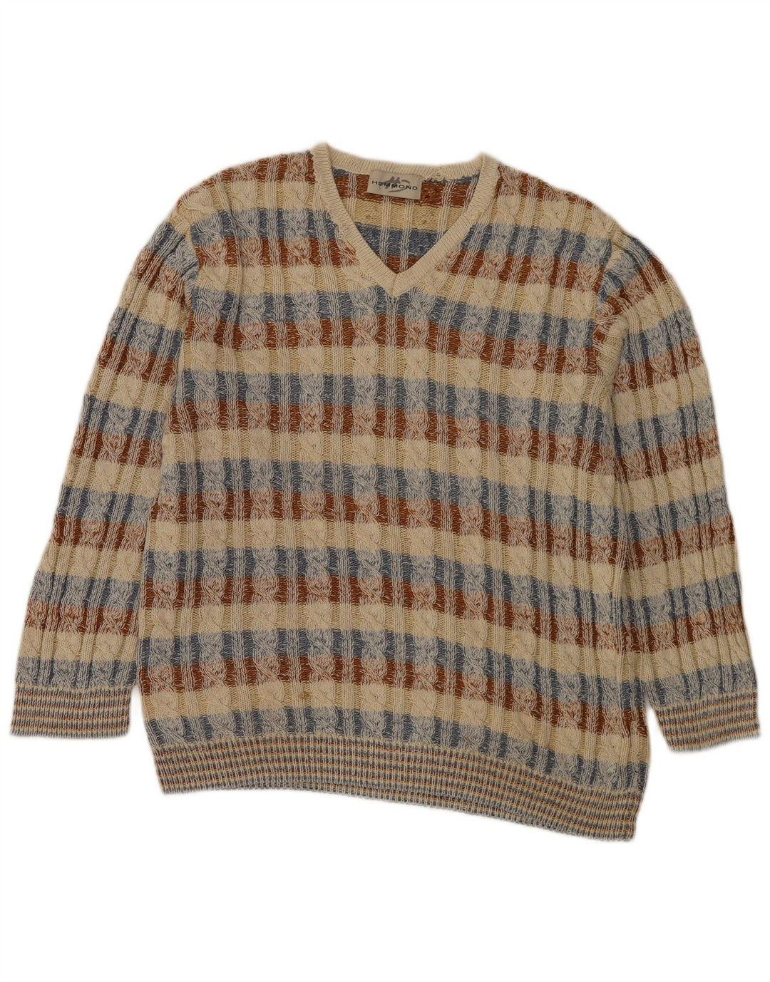 Hemmond Pull col V pour homme XL en coton à carreaux multicolores