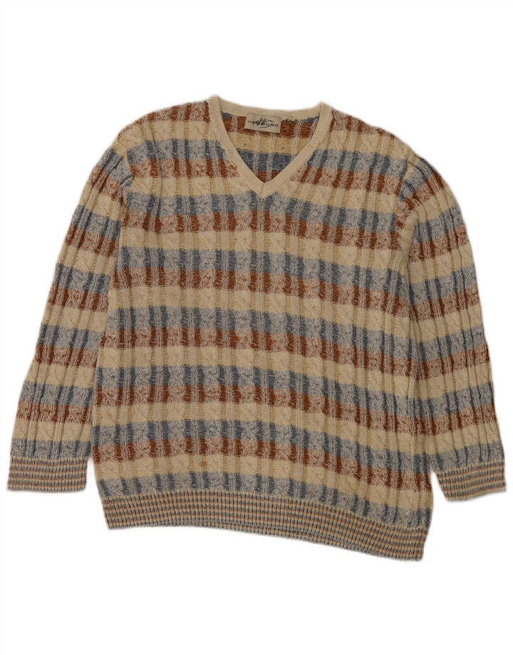 Hemmond Pull col V pour homme XL en coton à carreaux multicolores