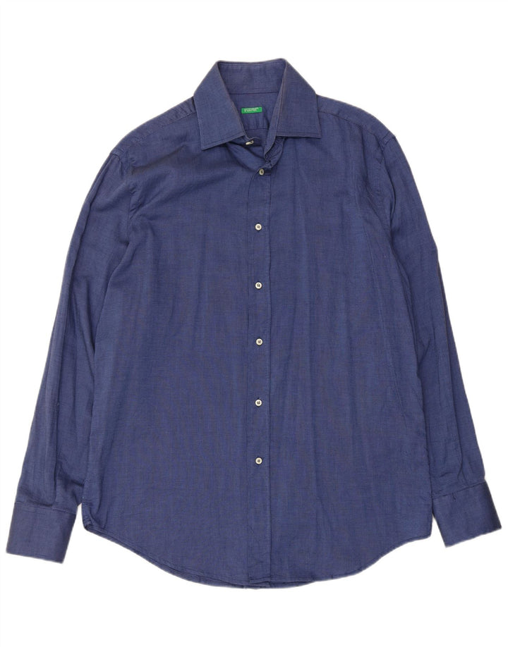 Benetton Chemise Homme XL Bleu Marine Coton