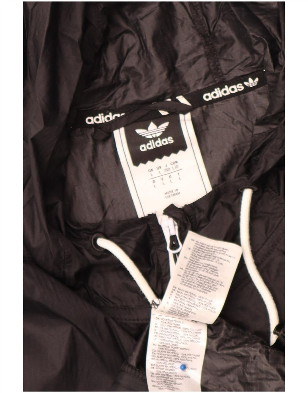 Adidas Veste de pluie à capuche pour homme UK 40 Large Noir Nylon