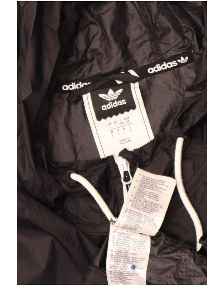 Adidas Veste de pluie à capuche pour homme UK 40 Large Noir Nylon