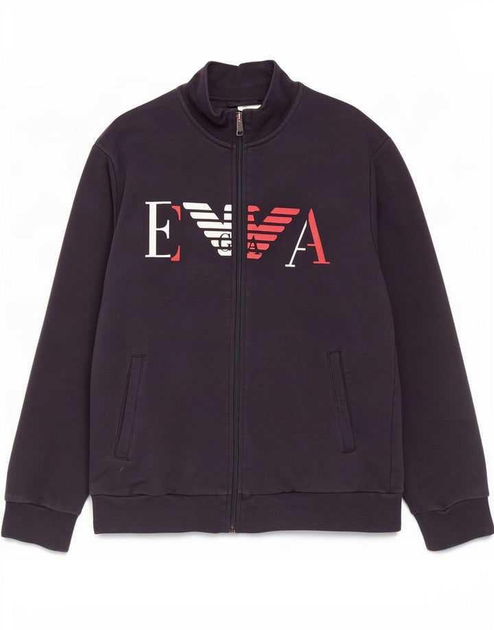 Emporio Armani Veste de Survêtement Graphique Homme Noir Moyen
