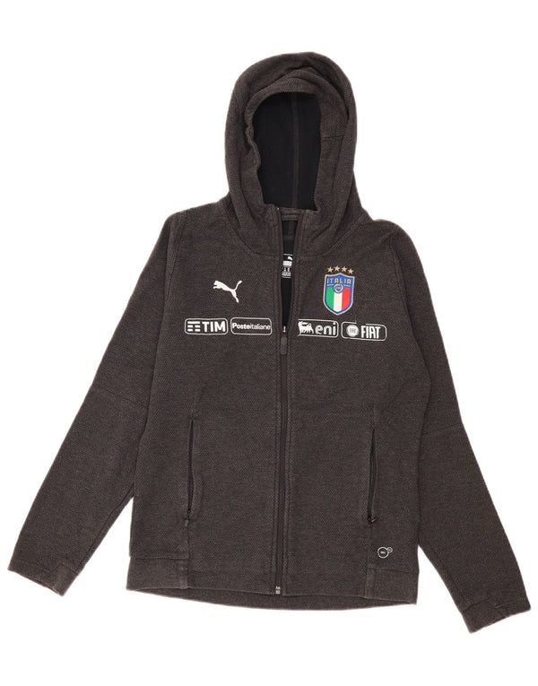 Puma Pull à capuche zippé Italia Graphic pour femme UK 12 Gris moyen Coton