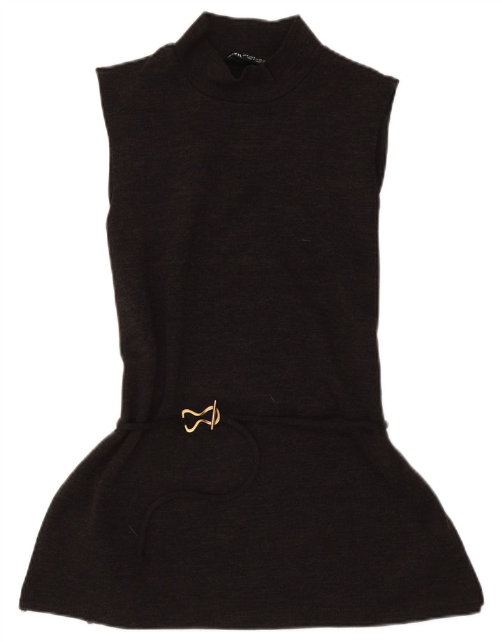 Zara Robe basique sans manches pour femme UK 12 Polyester marron moyen