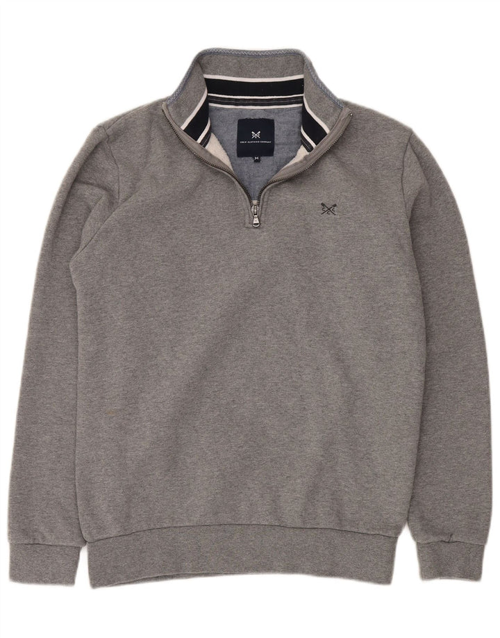 CREW CLOTHING Sweat-Shirt Col Zippé Homme Gris Moyen Coton