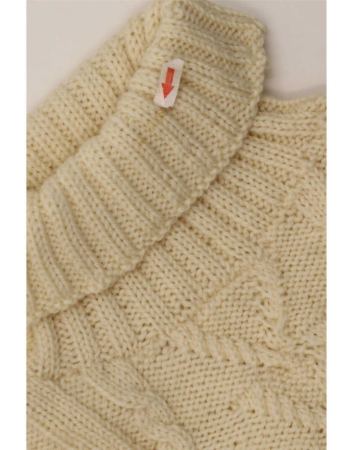 vintage Femmes Roll Neck Jumper Pull UK 12 Moyen Off White