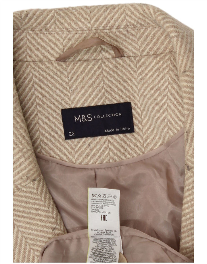 Marks & Spencer Pardessus pour femme UK 22 3XL Beige à chevrons Polyester