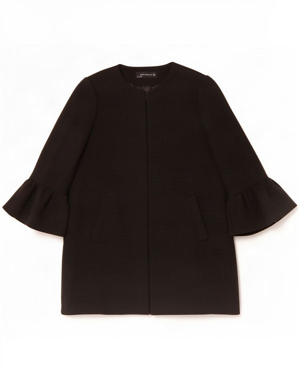Zara Womens Open Overcoat UK 16 Large Black Polyester