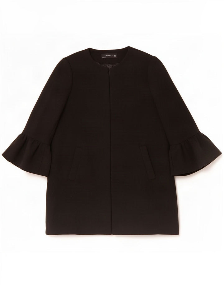 Zara Womens Open Overcoat UK 16 Large Noir Polyester