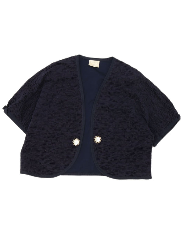 Liola Femme Boléro Ouvert à Manches Courtes Top IT 52 2XL Bleu Marine Coton