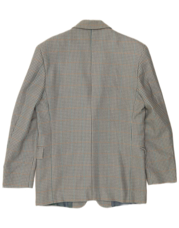 VINTAGE Veste Blazer 2 Boutons Homme IT 46 Petit Pied-de-Poule Gris Laine Nouvelle