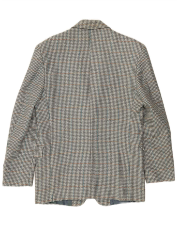 VINTAGE Veste Blazer 2 Boutons Homme IT 46 Petit Pied-de-Poule Gris Laine Nouvelle