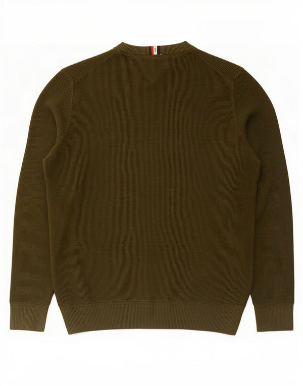Tommy Hilfiger Pull à col rond pour homme XL Kaki Coton