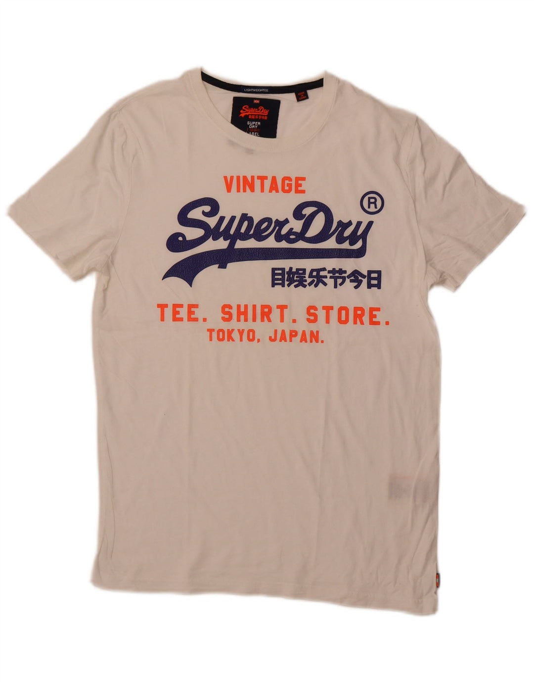 SUPERDRY Homme T-Shirt Graphique Haut Large Blanc Coton