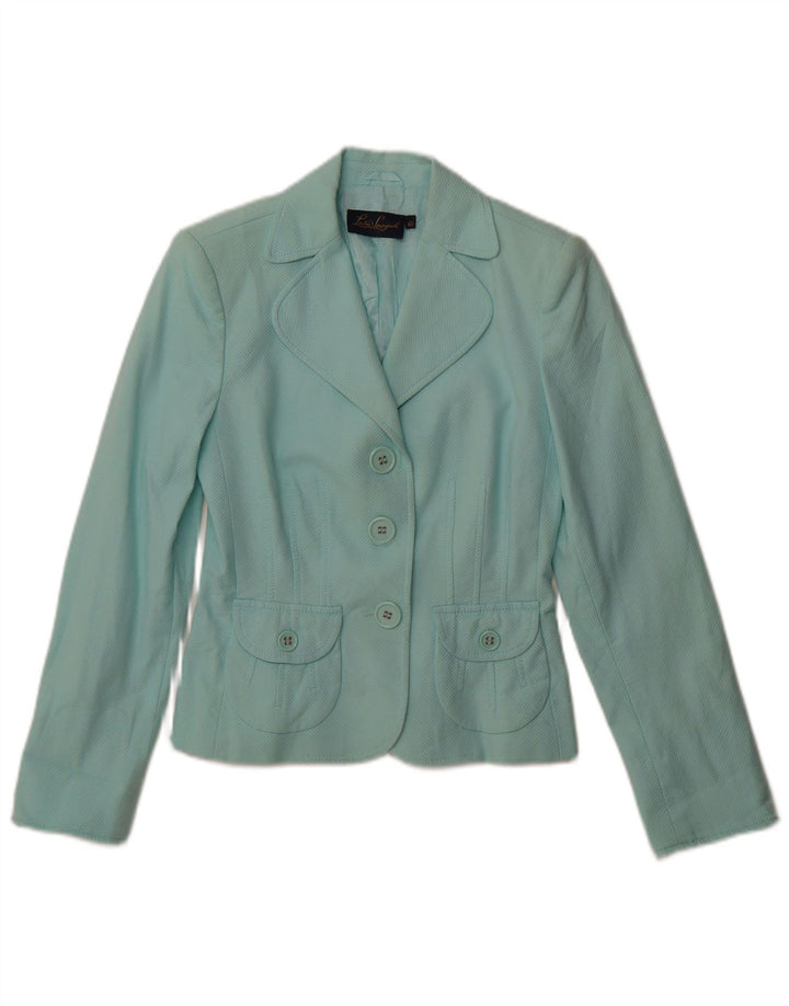 Luisa Spagnoli Veste Blazer 3 Boutons Femme IT 40 Petit Coton Turquoise