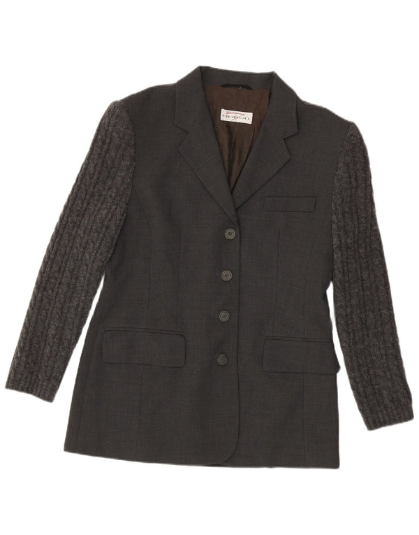 Apriori Veste Blazer 4 Boutons Femme UK 12 Gris Moyen Polyester