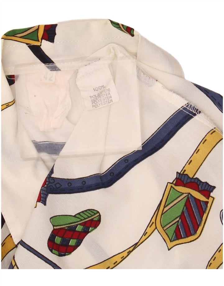 VINTAGE Chemise transparente à motif abstrait pour femme IT 42 Blanc moyen