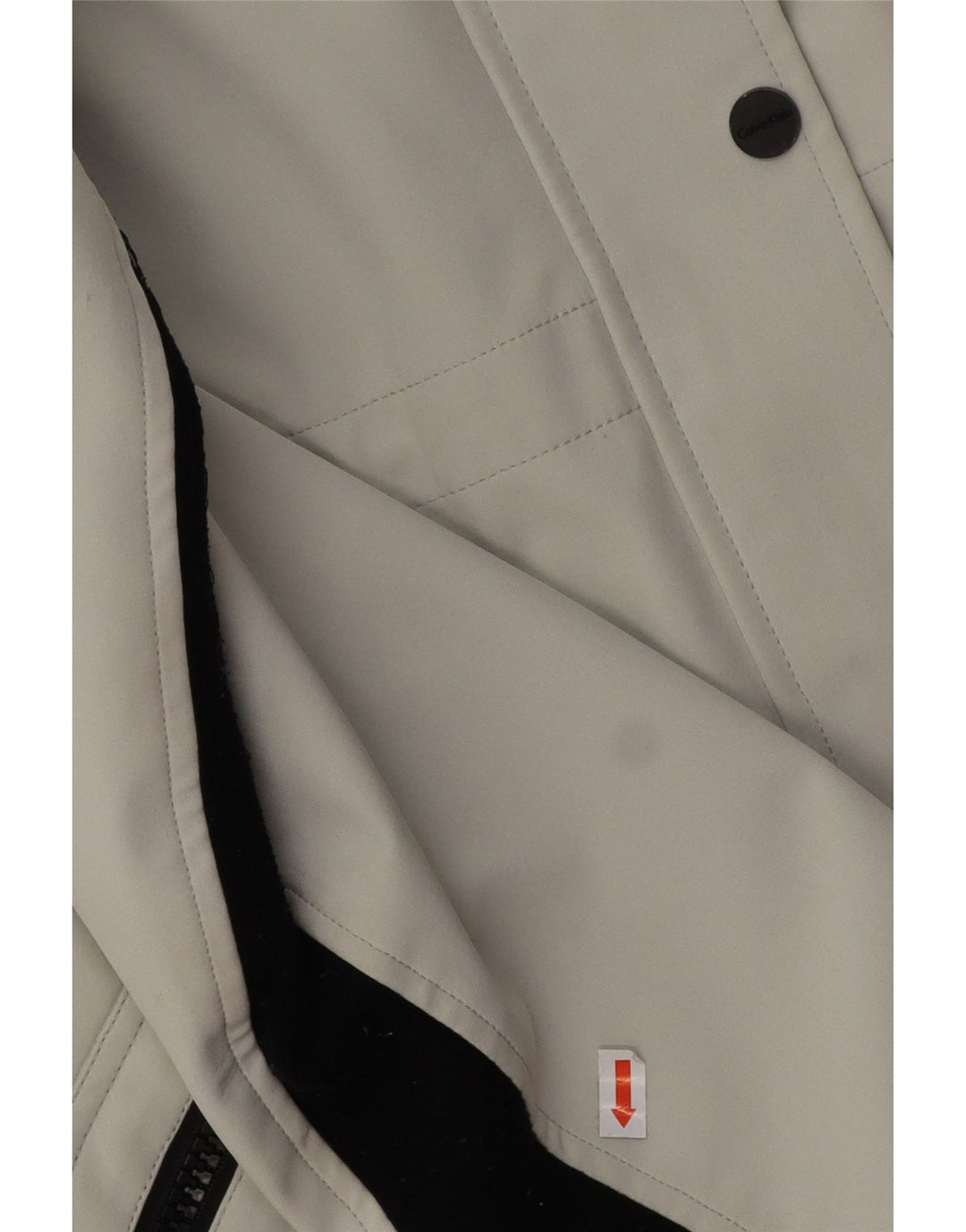 CALVIN KLEIN Manteau coupe-vent à capuche pour femme UK 16 Large Gris Polyester