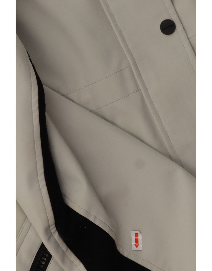 CALVIN KLEIN Manteau coupe-vent à capuche pour femme UK 16 Large Gris Polyester